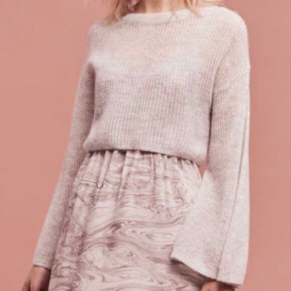 Sleeping on Snow Rosay Sweater Gray Bell Sleeve Crop Alpaca Anthro Boho Size S - Picture 9 of 9